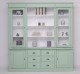 Bookcase with 2 doors, 6 BAS drawers + 2 glass doors, open space SUP