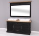 Bathroom base unit shutter doors - with sinks, oak top with mirror - Color Top_P061 / Color Corp_P003 - DOUBLE COLORED