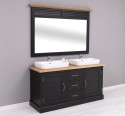 Bathroom base unit shutter doors - with sinks, oak top with mirror - Color Top_P061 / Color Corp_P003 - DOUBLE COLORED