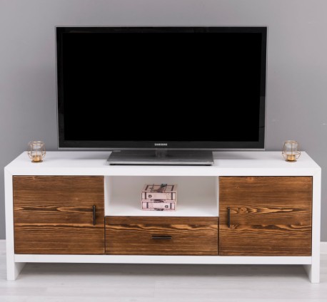 TV Sideboard With 2 Doors And 1 Drawer "Rustic Haven" - Color Corp_P004 - Color Doors & Drawers_P064 - DOUBLE COLORED