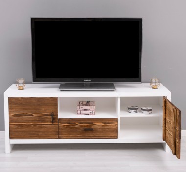 TV Sideboard With 2 Doors And 1 Drawer "Rustic Haven" - Color Corp_P004 - Color Doors & Drawers_P064 - DOUBLE COLORED