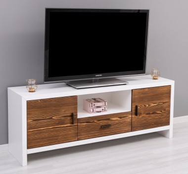 TV Sideboard With 2 Doors And 1 Drawer "Rustic Haven" - Color Corp_P004 - Color Doors & Drawers_P064 - DOUBLE COLORED