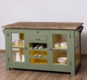 Kitchen island with doors and bottle compartment