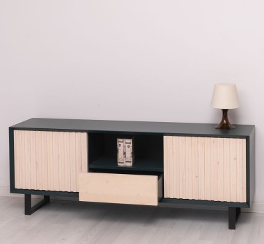 TV sideboard with 2 doors and 1 drawer "Slatted"