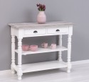 Wall console with turned legs, two shelves and two drawers