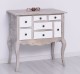 Console with curved legs and 7 multicolored drawers