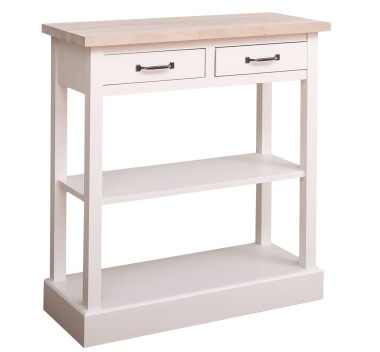 Console with 2 drawers, 1 shelf, oak top