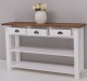 Console with 2 shelves, 3 drawers, oak top