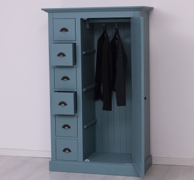 Wardrobe with 1 door, 6 drawers
