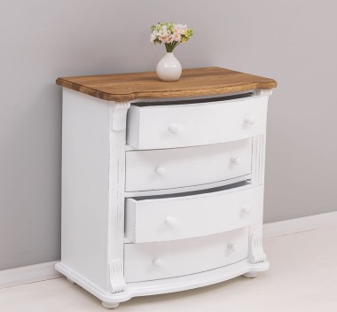 Chest of drawers with 4 curved drawers, oak top, Directoire Collection