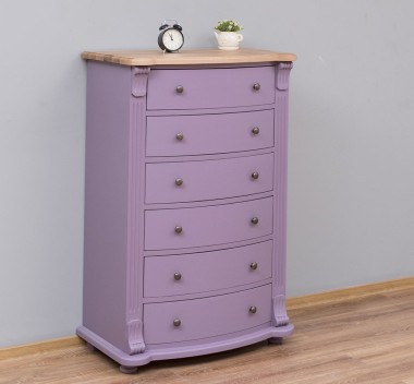 Wardrobe with 6 curved drawers, oak top, Directoire Collection