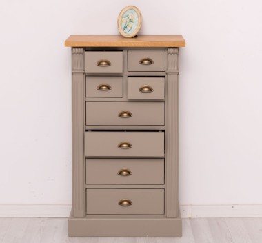 Chest of drawers with 8 drawers, oak top, Directoire Collection