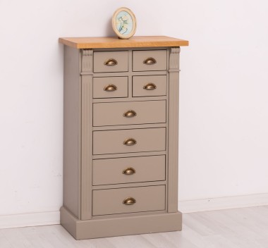 Chest of drawers with 8 drawers, oak top, Directoire Collection